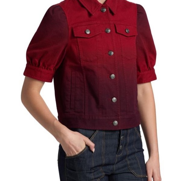 NEW Cinq a Sept Red Ombre Short Sleeve Jacket - Picture 4 of 5